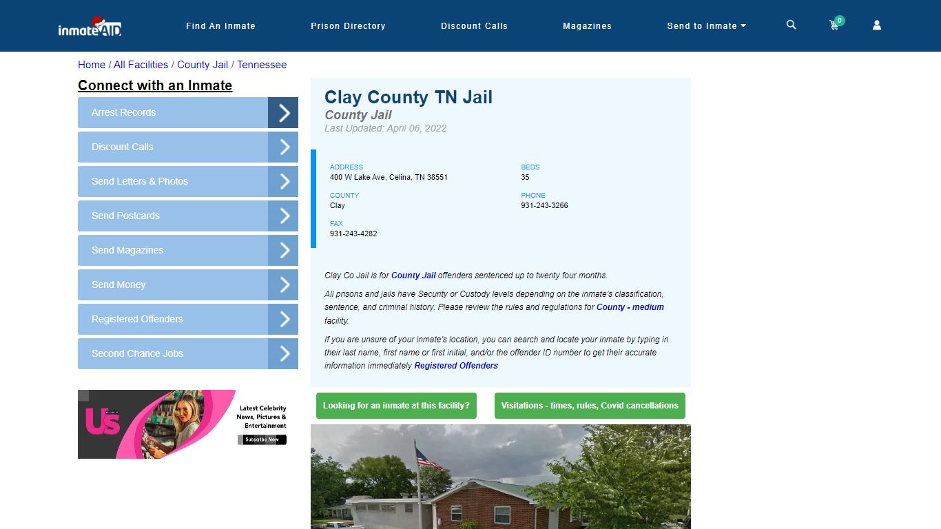 Clay County TN Jail - Inmate Locator - Celina, TN