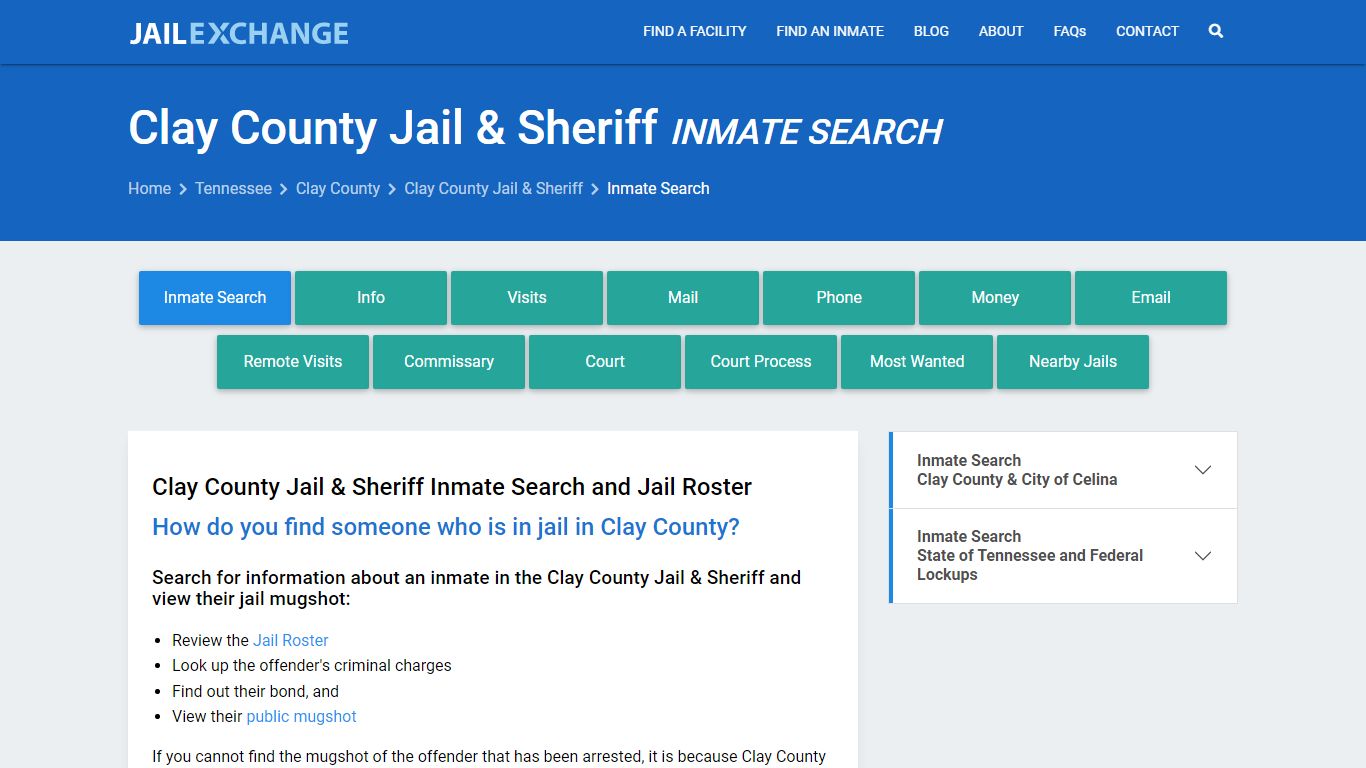 Inmate Search: Roster & Mugshots - Clay County Jail & Sheriff, TN