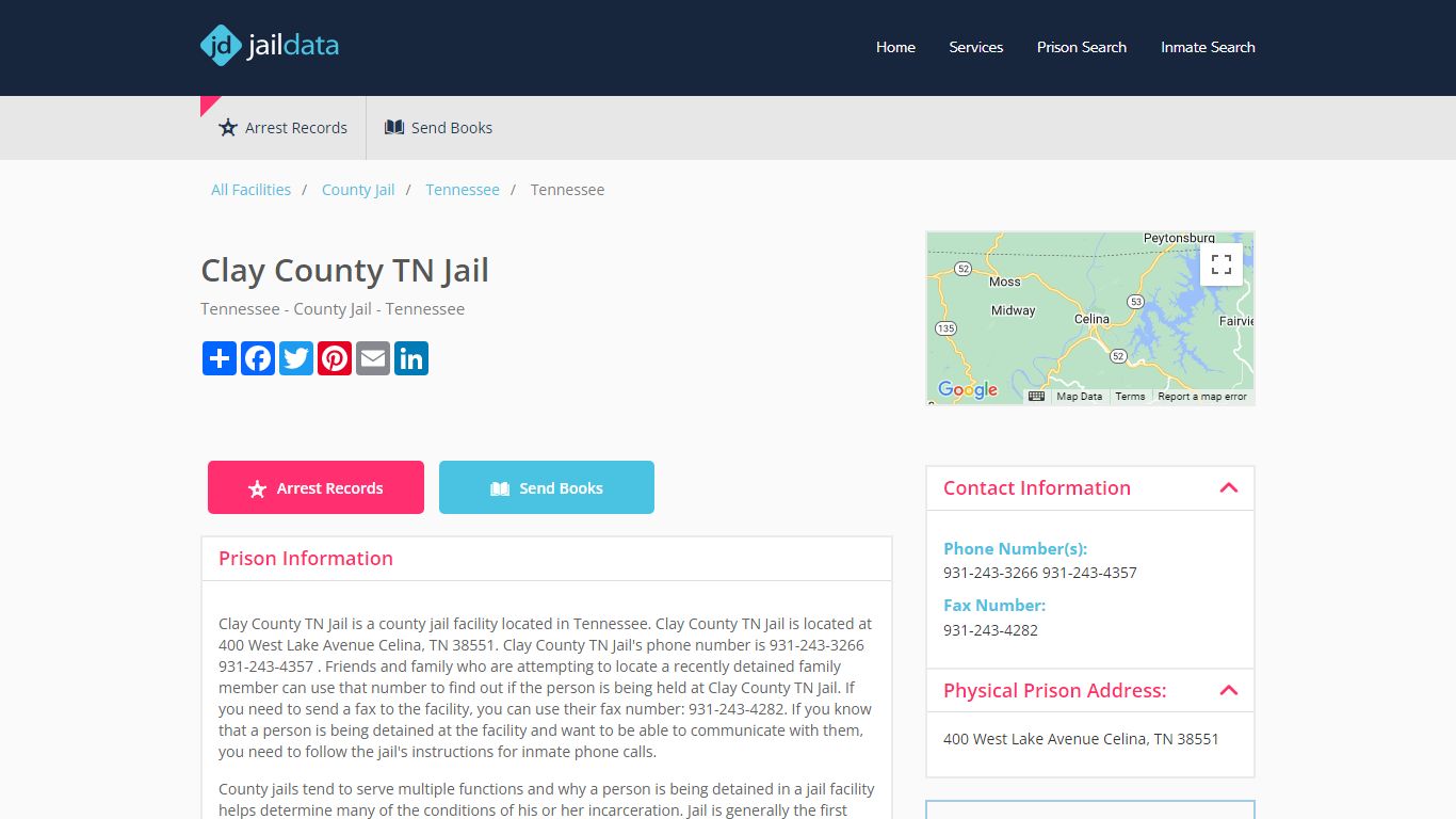 Clay County TN Jail Inmate Search and Prisoner Info - Celina, TN