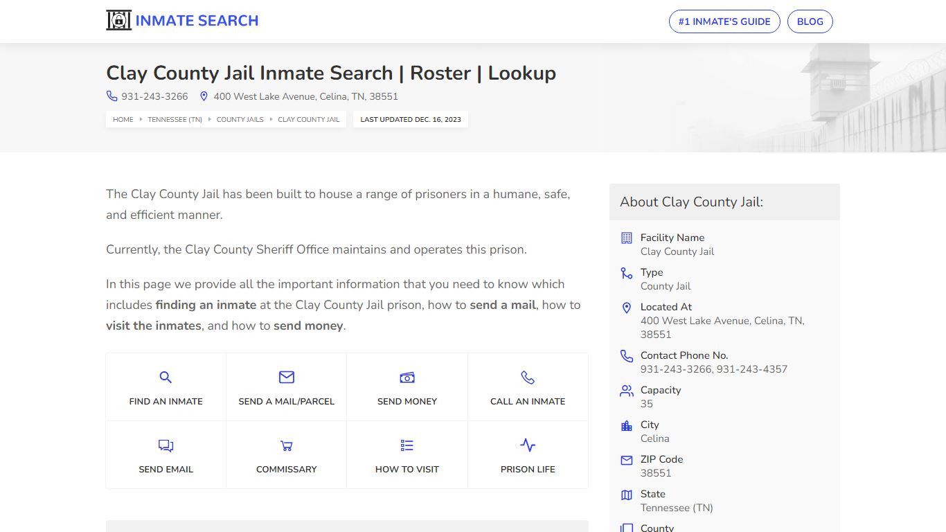 Clay County Jail Inmate Search | Roster | Lookup